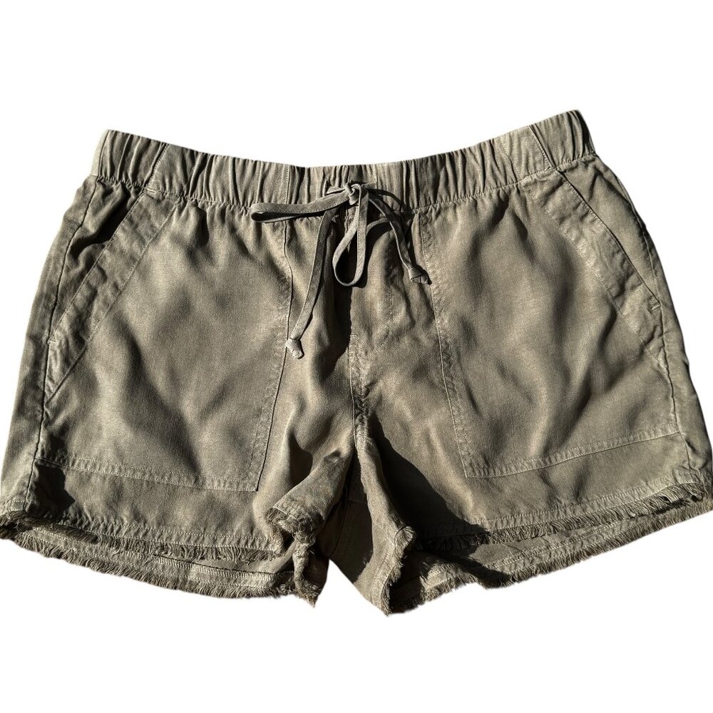 Cloth & Stone Maggie Frayed Hem Shorts Tencel Short in Tan Size Small - Picture 2 of 8